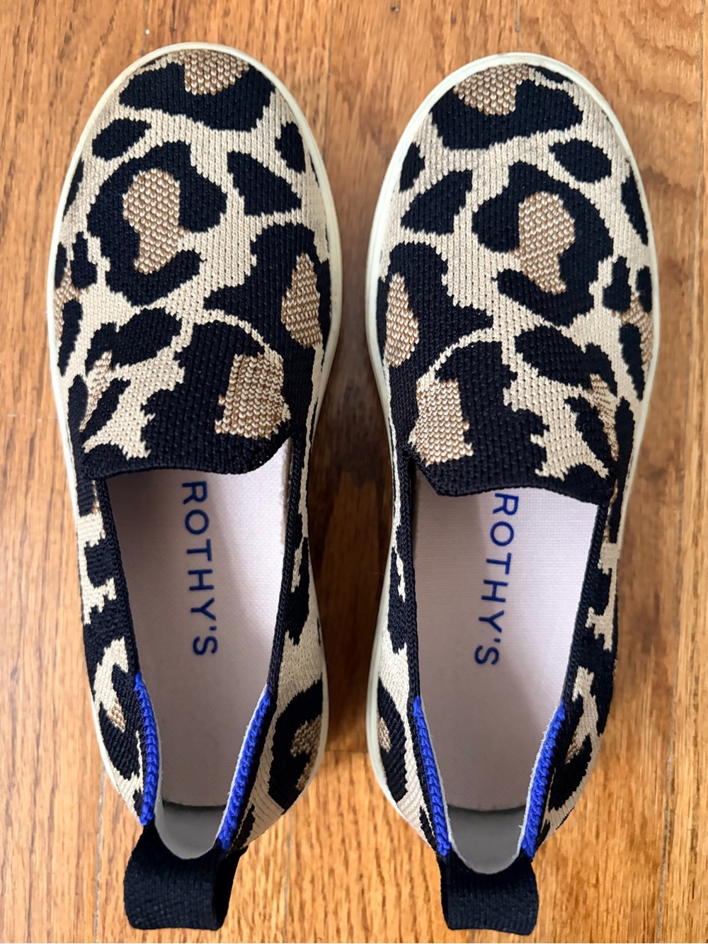 Rothy's Leopard-Print Slip-On Sneakers in Black and Tan